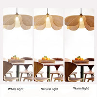 Rattan Woven Petal Pendant Lamp Retro LED Dining Room Chandelier Bedroom Living Restaurant Tea Room Home Decor Lighting Fixture