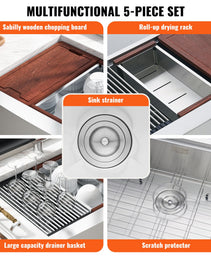 30" Stainless Steel Farmhouse Workstation Sink – 304 Grade Apron-Front Drop-In Basin with Integrated Ledge & Accessory Kit