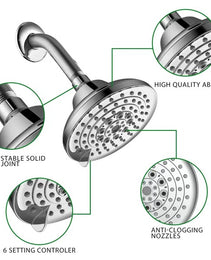 6 Spray Settings High Pressure Shower Head