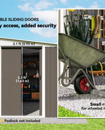 11' x 9' Metal Outdoor Storage Shed, Tool House with Double Lockable Doors for Backyard, Patio, Lawn, Garage, Gray