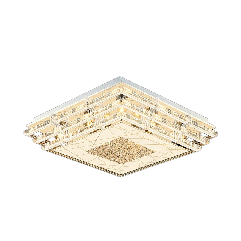Elara Slim Square Dimmable Indoor LED Crystal Chandelier with Remote Control