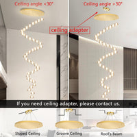 236'' Long Large Crystal Chandeliers LED Chandeliers for High Ceiling Handing Light Fixture for Entrance Hallway Foyer Staircase Lobby Gold