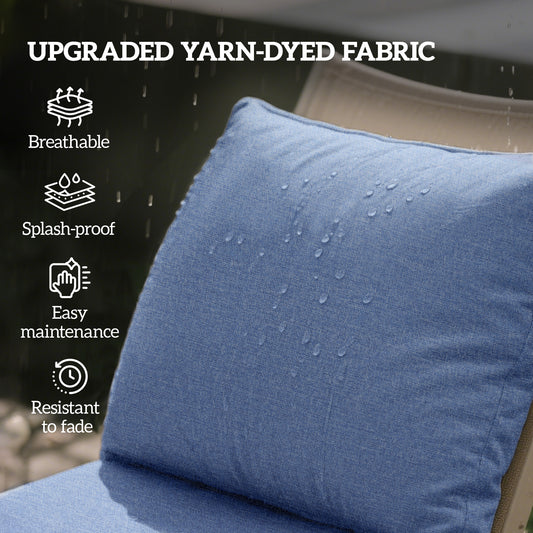 4 Patio Chair Cushions With Seat & Backrest, Fade Resistant Seat Replacement Cushion Set, Blue