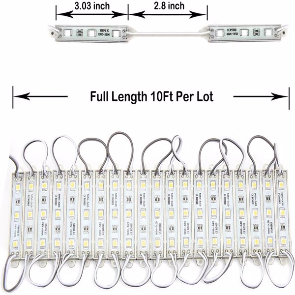 LED Waterproof Module Light, One Board With 60 Lights And 10ft White Light