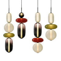 Japan Wabi-sabi LED Ceiling Chandeliers Lamps Design Candy Glass Hanging Pendant Lights Home Decor Items for Living Room Bedroom