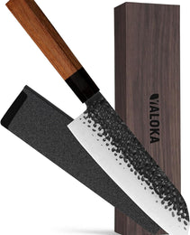 8 Inch Gyuto Knife - Professional Japanese Chef Knife - 3 Layers 9CR18MOV High Carbon Steel - Hand Hammered Blade Kitchen Knife