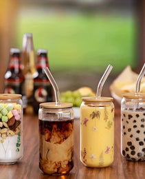 Glass Cup With Straw