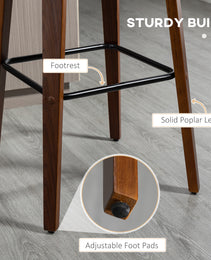 Bar Height Bar Stools, PU Leather Swivel Barstools With Footrest And Tufted Back, Set Of 2, Black