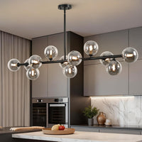 Black Linear Chandeliers for Dining Room 40" Modern Sputnik Light Fixture
