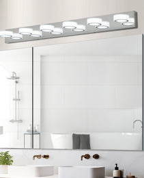 45 Modern 6-Light LED Vanity Light, Sleek Chrome Bathroom Wall Light Fixture For Mirror, Shower, And Bathroom Decor