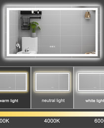 60  X 32  LED Bathroom Mirror With Anti-Fog And Touch Sensor - Modern Frameless Lighted Wall Mirror For Bathroom Vanity, Shower Room, Or Dressing Area