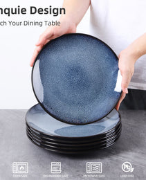 Steak Plate Creative Western Food Plate Vegetable Plate Set Of 6 For Cereal, Salad, Pasta, Soup, Dessert, Serving Dishwasher, Microwave And Oven