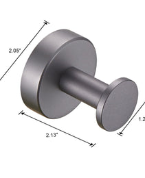 Round Base Wall Hanging Coat Hook With Screws- Gun Grey Towel Hook, 2 Pack, For Entry Shoe Cabinet, Wardrobe Bathroom Bedroom Furniture Hardware