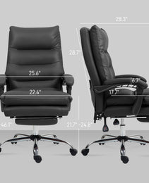 Massage Office Chair with Heat Function, Computer Desk Chair with Footrest Swivel Wheels, Black