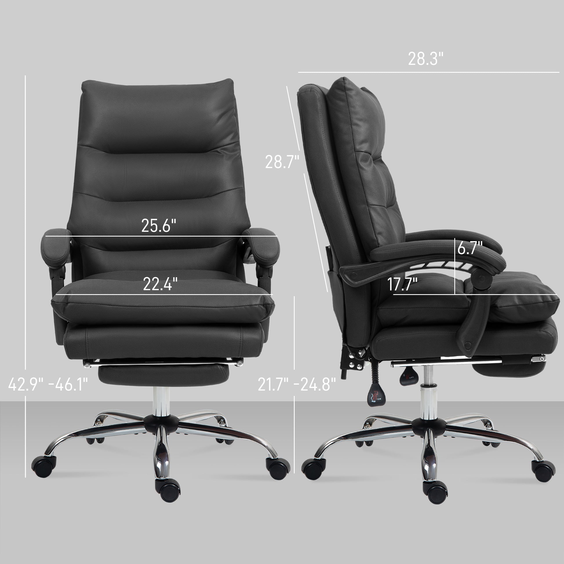 Massage Office Chair with Heat Function, Computer Desk Chair with Footrest Swivel Wheels, Black
