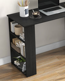 360° Rotating Home Office Desk L Shaped Corner Computer Desk with Storage Shelves, Writing Table Workstation, Black