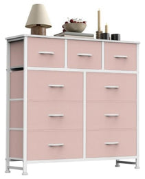 Tall Dresser Fabric Storage Tower ,Wooden Top For Kid Room, Closet, Entryway, Nursery