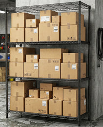 1400 LBS Garage Black Shelving Wide Storage Shelves 4 Tier Adjustable Heavy Duty Metal Wire Rack Standing Shelf Unit For Kitchen Office College Dorm Garage Warehouse 15.8  X 45.8 X 59.4