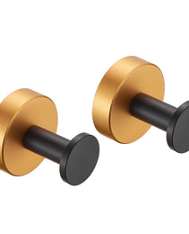 Round Base Wall Hanging Coat Hook With Screws- Black Gold Towel Hook, 2 Pack, For Entry Shoe Cabinet, Wardrobe Bathroom Bedroom Furniture Hardware