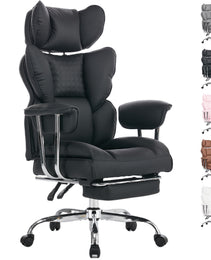 Large-sized High-back Office Chair - 350 Pounds, Anti-scratch PU Leather Executive Office Desk Chair, With Footrest, Reclining Computer Chair