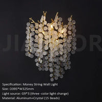Modern Luxury Crystal Wall Lamp Living Room Bedroom Bedside Lamp Background Wall Villa Home Indoor Lighting Decoration LED Light