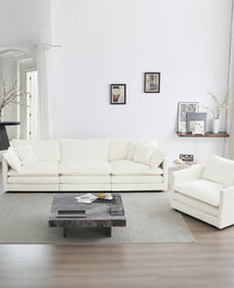 3-Piece Upholstered Sofa, Living Room Sectional Sofa Set Modern Sofa Couches Set , Deep Seat Sofa For Living Room Apartment, 1-3 Seat White