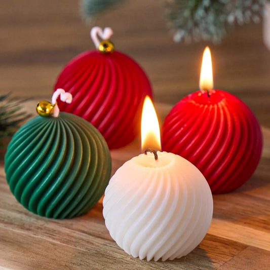 3D Rotate Ball Silicone Candle Mold Winter Christmas Souvenirs DIY Stripes Aromath Soap Resin Plaster Crafts Making Home Decor