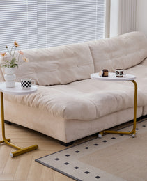 2-pieces White C-shaped Side Table, C Shaped End Table, Side Table For Couch And Bed, Small Side Table For Small Spaces
