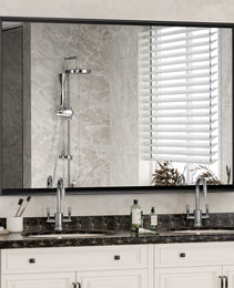 40x30 Inch Glossy Black Bathroom Mirror Wall Rectangular Vanity Mirror