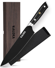 8 Inch Chef Knife Japanese Chef's Knife 7Cr17MoV High Carbon Steel Japanese Knife Full Tang G10 Handle Black Titanium Coated Blade Professional Cooking Knife Kitchen Knife