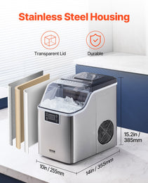 Portable Countertop Ice Maker 45Lbs/24H Self-Cleaning With Scoop Basket Home Bar