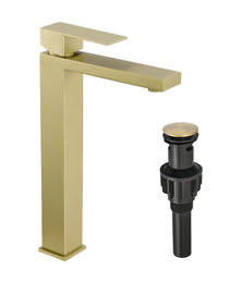 Brushed Gold Bathroom Faucet With Up Drain, Brushed Gold Faucet For Bathroom Sink, Single Hole Bathroom Faucet Modern Single Handle Vanity Basin Faucet