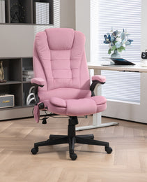 6 Point Executive Office Chair with Heat, Velvet High Back Vibrating Massage Office Chair, Pink