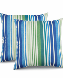 2 Pack Outdoor Throw Pillows, Waterproof & Fade-Resistant Patio Cushions For Garden, Porch, Poolside Furniture - Soft & Comfortable Decorative Pillow Covers 18x18 Inch, Striped Rich Navy Blue