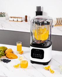 Professional Blender With Shield, Commercial Countertop Blenders, 68 Oz Jar Blender Combo, Stainless Steel 9 Speed & 5 Functions Blender, For Shakes, Smoothies, Peree, And Crush Ice, White