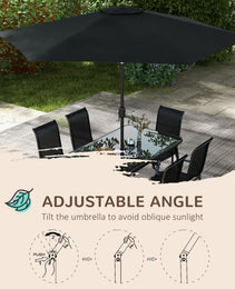 8 Pieces Patio Furniture Set with 9Ft Patio Umbrella, Outdoor Dining Table and Chairs, Black