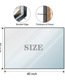 40x30 Inch Glossy Black Bathroom Mirror Wall Rectangular Vanity Mirror