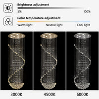 D24'' X H78'' Crystal Chandelier Glam Chandelier High Ceiling Chandeliers for Staircaes Large Raindrop Chandeliers LED Dimmable Light Fixtures for Foyer Hallway Entryway