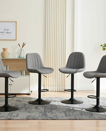 Swivel Bar Stools With Adjustable Height  35.03-43.7 Inches , Backrest, And Soft Knit Fabric - Ideal For Kitchen Island, Bar Counter, Dining Room, Grey Set Of 2