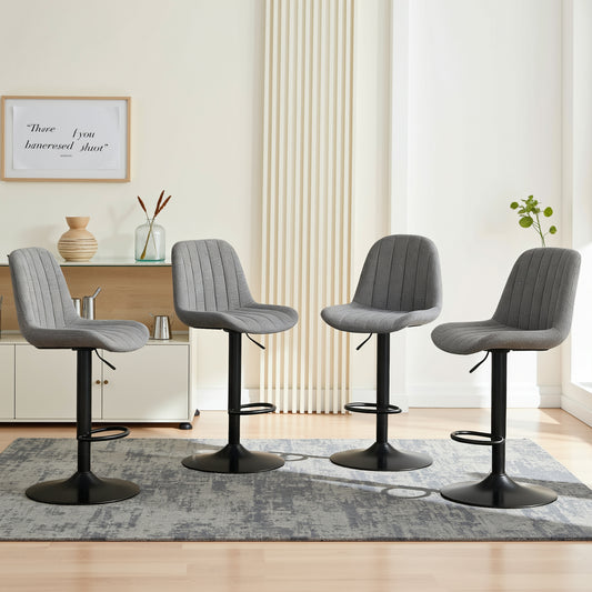 Swivel Bar Stools With Adjustable Height  35.03-43.7 Inches , Backrest, And Soft Knit Fabric - Ideal For Kitchen Island, Bar Counter, Dining Room, Grey Set Of 2