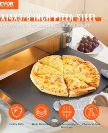 Pizza Steel, 20' X 14' X 3/8' Pizza Steel Plate For Oven, Pre-Seasoned Carbon Steel Pizza Baking Stone With 20X Higher Conductivity, Heavy Duty Rustproof Pizza Pan For Outdoor Grill, Indoor Oven