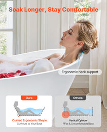 Acrylic Freestanding Bathtub, 67 Inch Contemporary Soaking White Tub With Brushed Nickel Overflow And Drain, Elegant Oval Shape Stand Alone Soaker Bathtub For Modern Bathroom Or Remodel Project