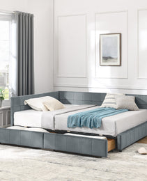 Full Size Storage Upholstered Tufted Bed Frame, Sofa Bed Frame With Comfortable Backrest And Armrests, Full Size Bed For Bedroom, Living Room,Velvet, GREY 80.5x59x29.5