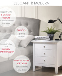 Elegant White Casual Nightstand
