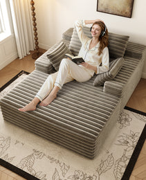Chaise Lounge Chair Indoor, Oversized Upholstered Sofa Bed, Sleeper Couch Reading Chairs Fluffy Plush Faux Fur Cloud Sofas Couches For Living Room,Camel