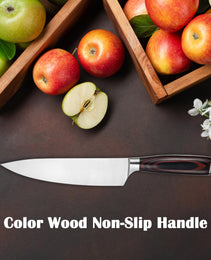 Kegani Japanese Chef Knife 8 Inch - Chefs Knife High Carbon Stainless Steel Knife Kitchen Cooking Knife - Rosewood FullTang Sharp Knife With Sheath