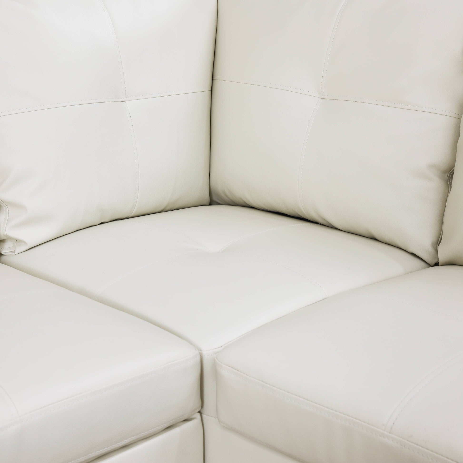 Pickup Only--White Faux Leather 3-Piece Living Room Sofa Set
