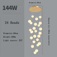 Stairs Modern Nordic LED Glass Chandelier Loft Duplex Living Room Lamp Hotel Lobby Long Chandelier Home Decorative Lighting
