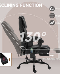 Massage Office Chair With 6 Vibrating Points, High Back Reclining Office Chair With Footrest And Remote, Black
