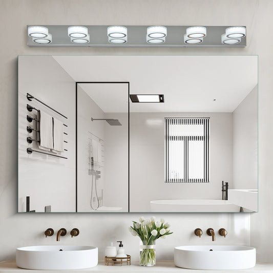 45 Modern 6-Light LED Vanity Light, Sleek Chrome Bathroom Wall Light Fixture For Mirror, Shower, And Bathroom Decor